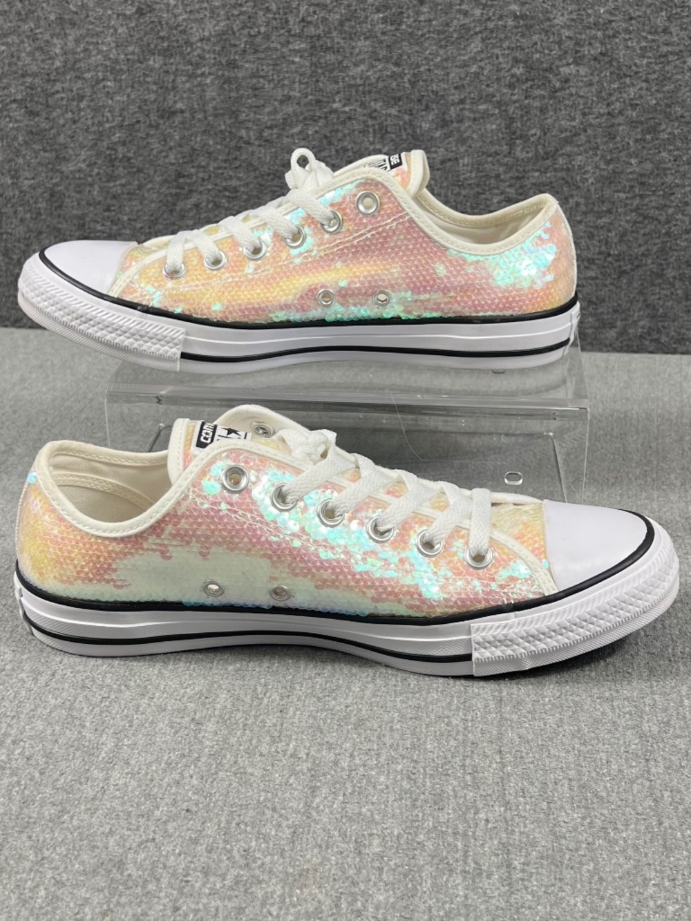 Converse Chuck Taylor All Star Low Top Iridescent Sequin Shoes 9 Style 557989C